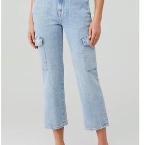 7 Seven For All Mankind Jeans Cargo Logan Ankle Crop Size 30 Light Wash